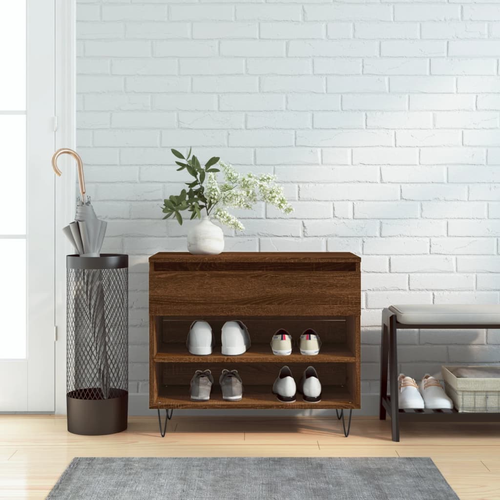 Shoe Rack Brown Oak Look 70x36x60 cm Wood Material