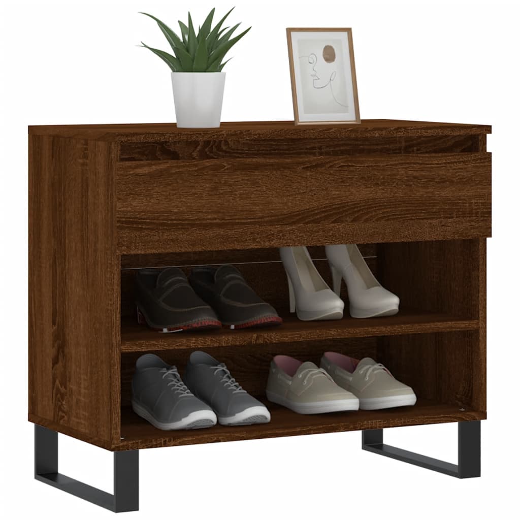 Shoe Rack Brown Oak Look 70x36x60 cm Wood Material