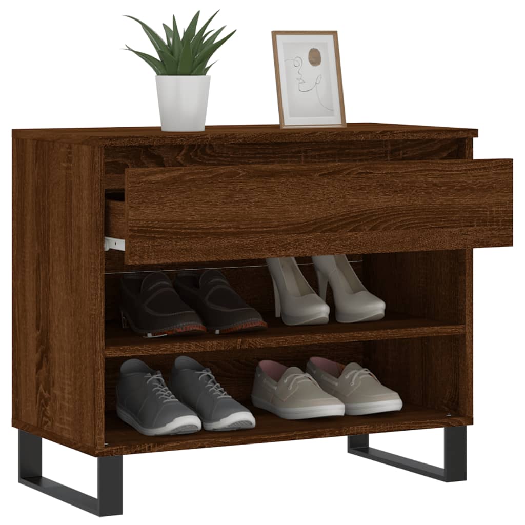 Shoe Rack Brown Oak Look 70x36x60 cm Wood Material