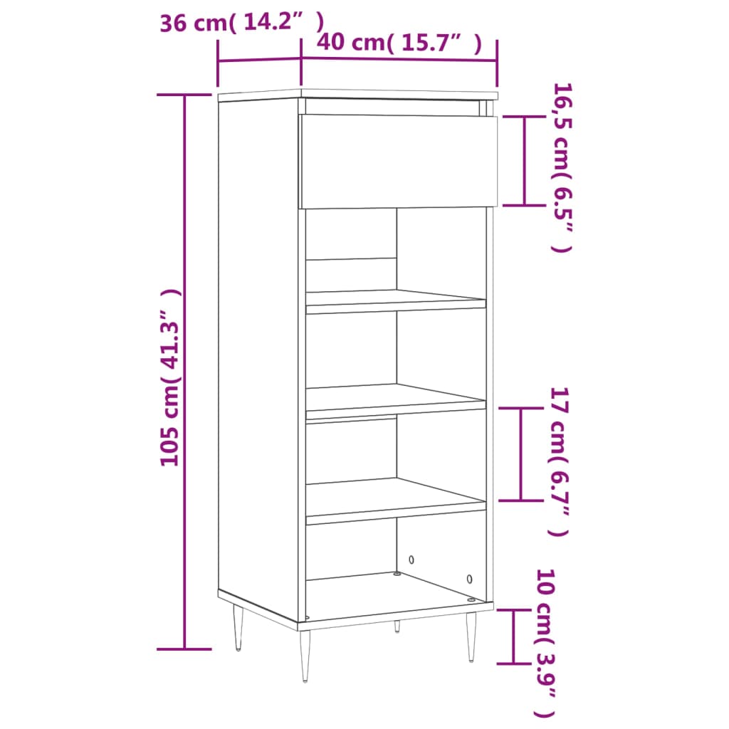 Shoe Cabinet White 40x36x105 cm Wood Material