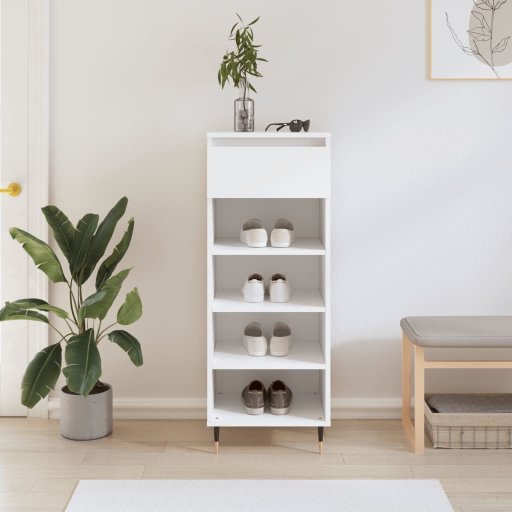 Shoe Cabinet White 40x36x105 cm Wood Material