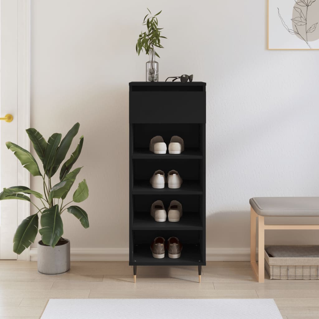 Shoe Cabinet Black 40x36x105 cm Wood Material