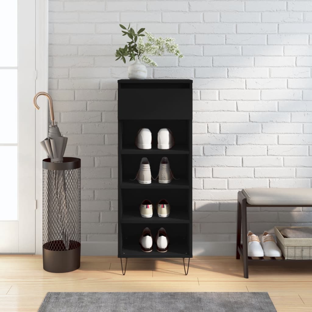 Shoe Cabinet Black 40x36x105 cm Wood Material
