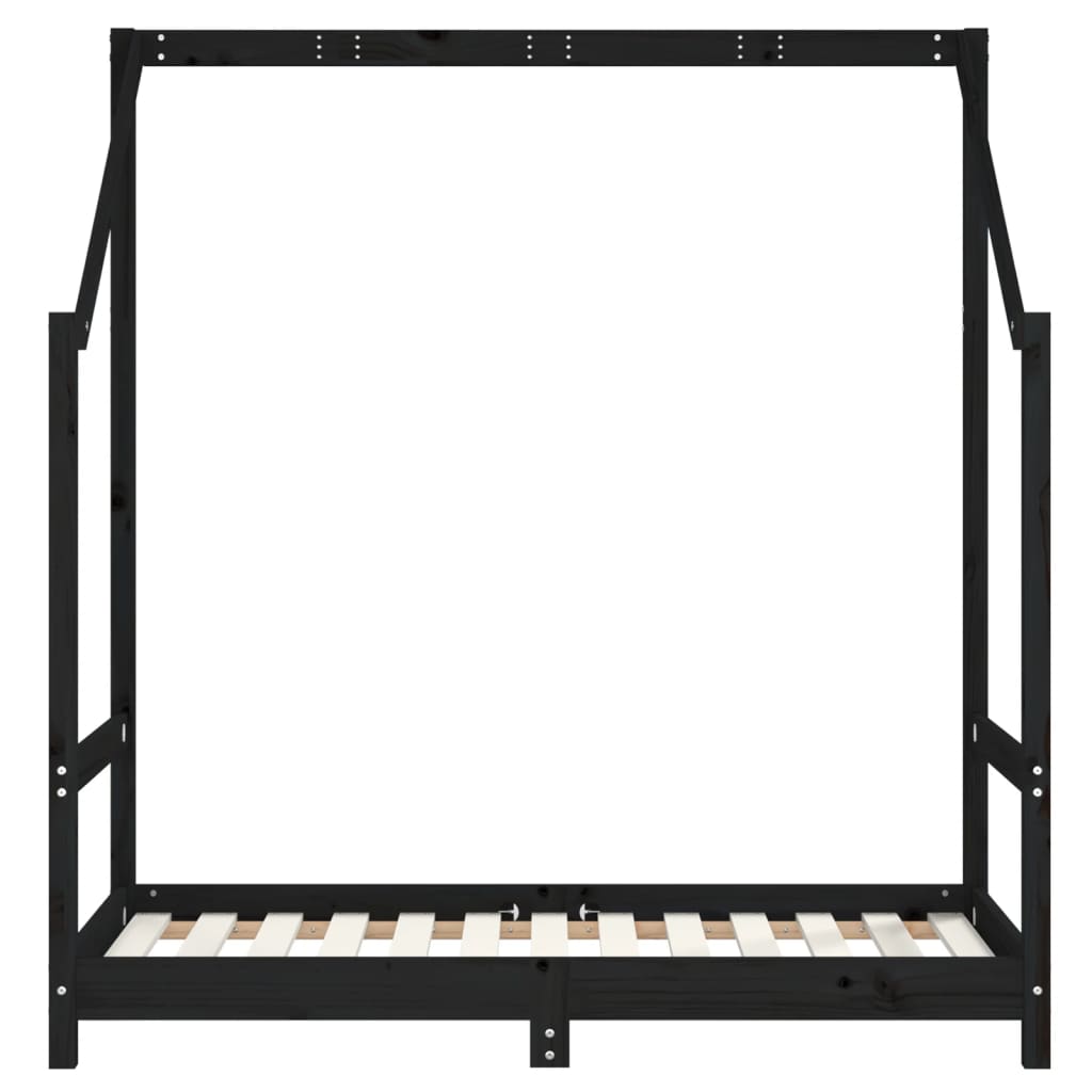 Children's bed black 70x140 cm solid pine wood