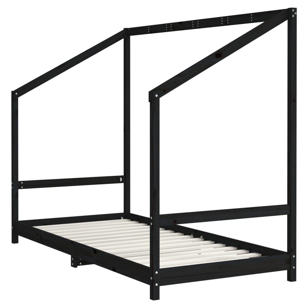 Children's bed black 90x190 cm solid pine wood