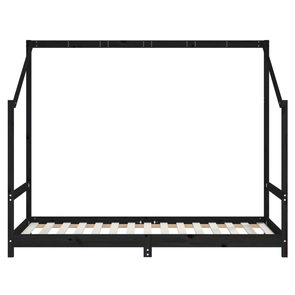 Children's bed black 90x190 cm solid pine wood