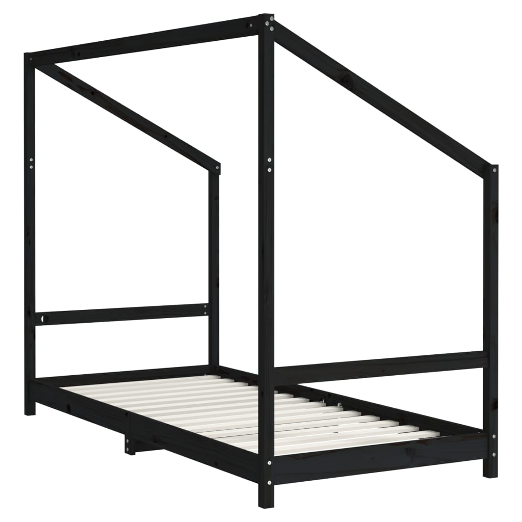 Children's bed black 90x190 cm solid pine wood