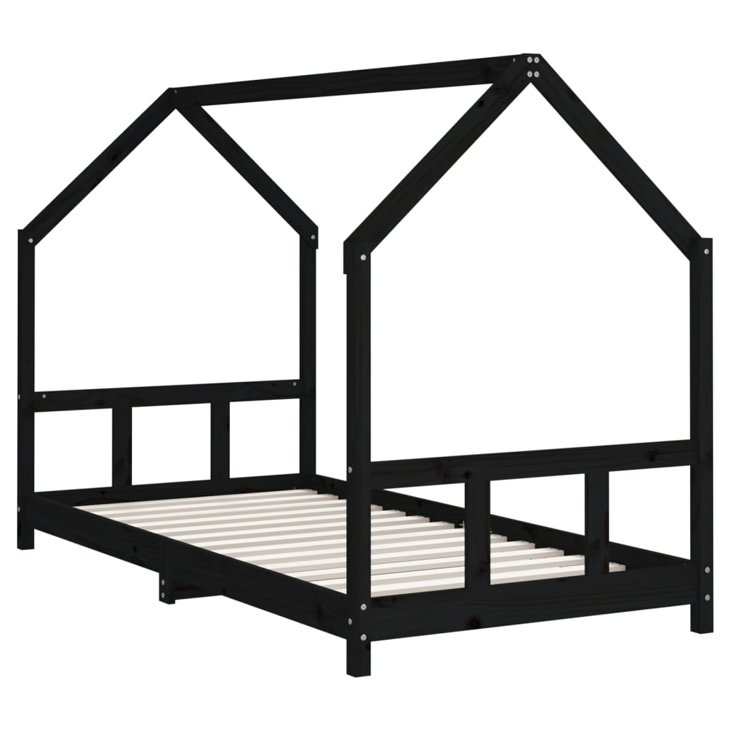 Children's bed black 90x190 cm solid pine wood