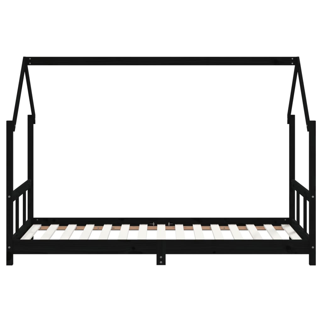 Children's bed black 90x190 cm solid pine wood