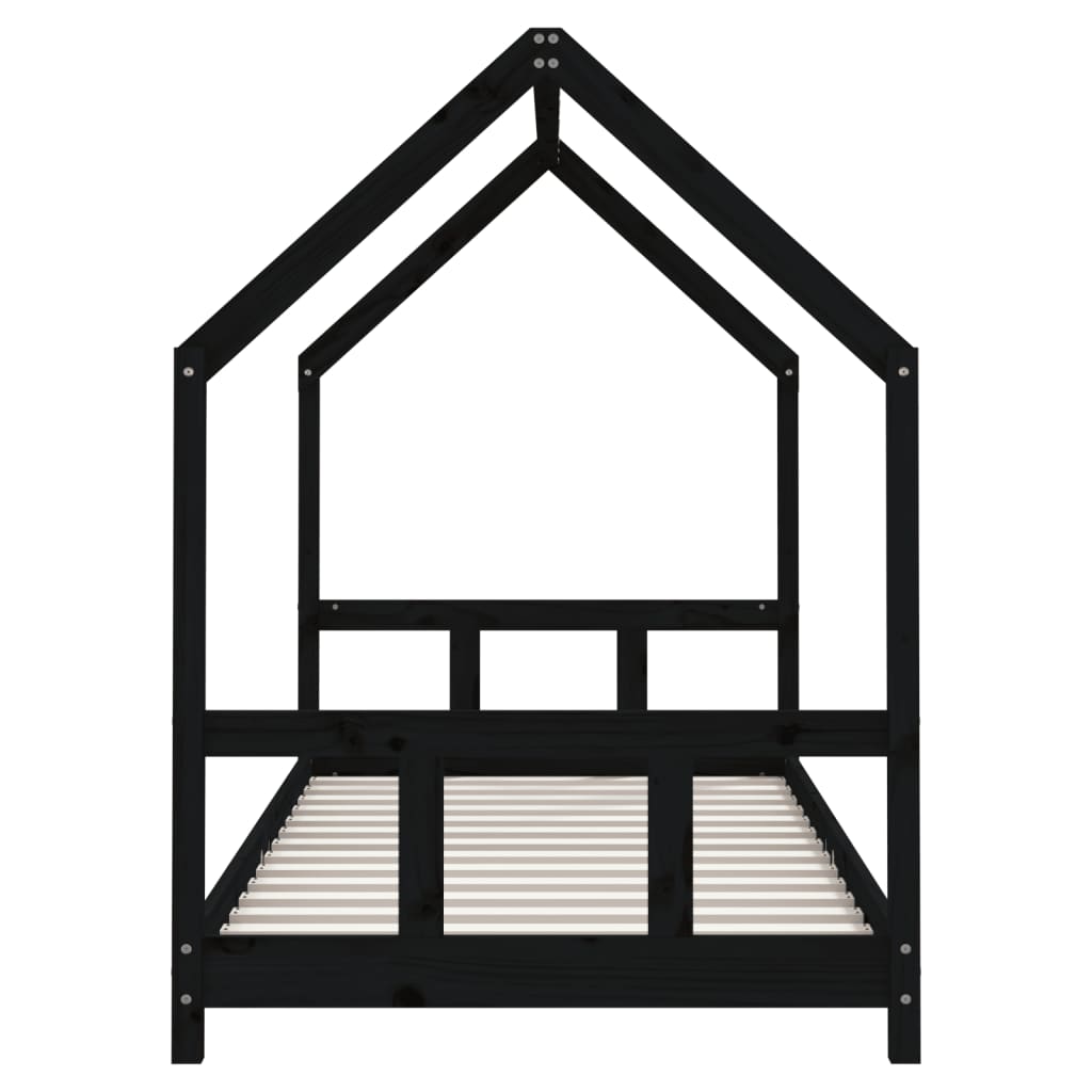 Children's bed black 90x190 cm solid pine wood