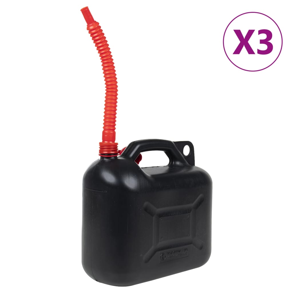Petrol canister with flexible spout, 3 pieces, black, 10 L