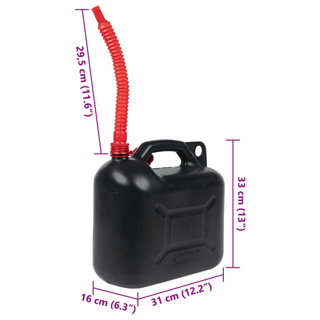 Petrol canister with flexible spout, 3 pieces, black, 10 L