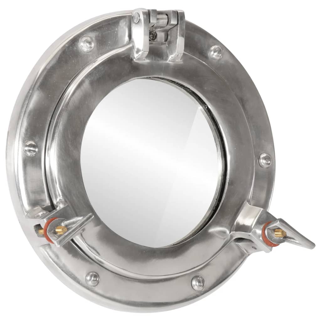 Bullaugen-Spiegel Wandmontage Ø23 cm Aluminium und Glas