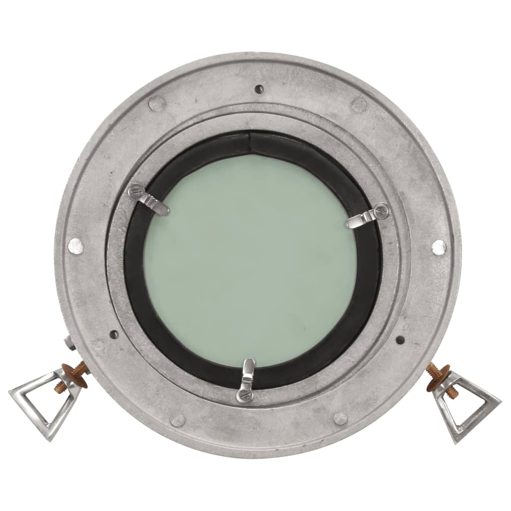 Bullaugen-Spiegel Wandmontage Ø23 cm Aluminium und Glas