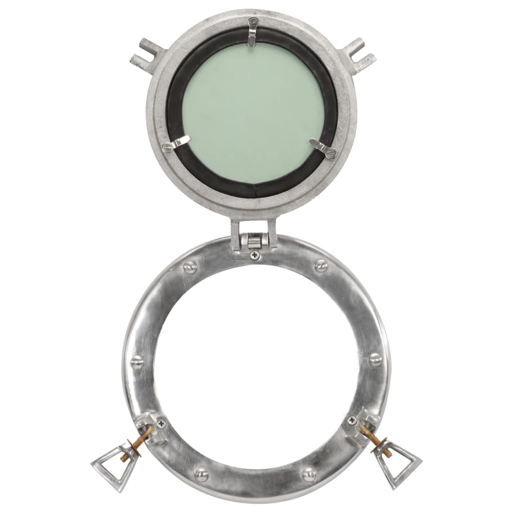 Bullaugen-Spiegel Wandmontage Ø23 cm Aluminium und Glas