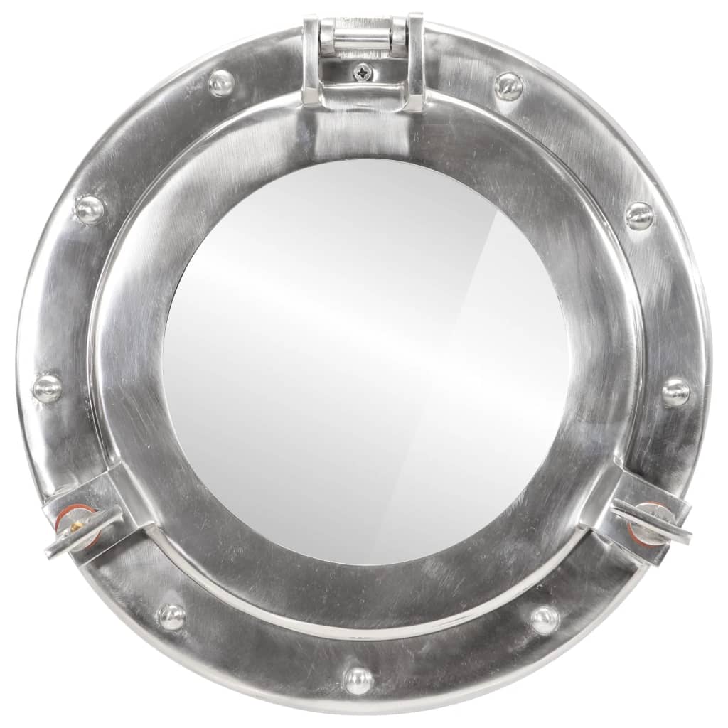Bullaugen-Spiegel Wandmontage Ø30 cm Aluminium und Glas