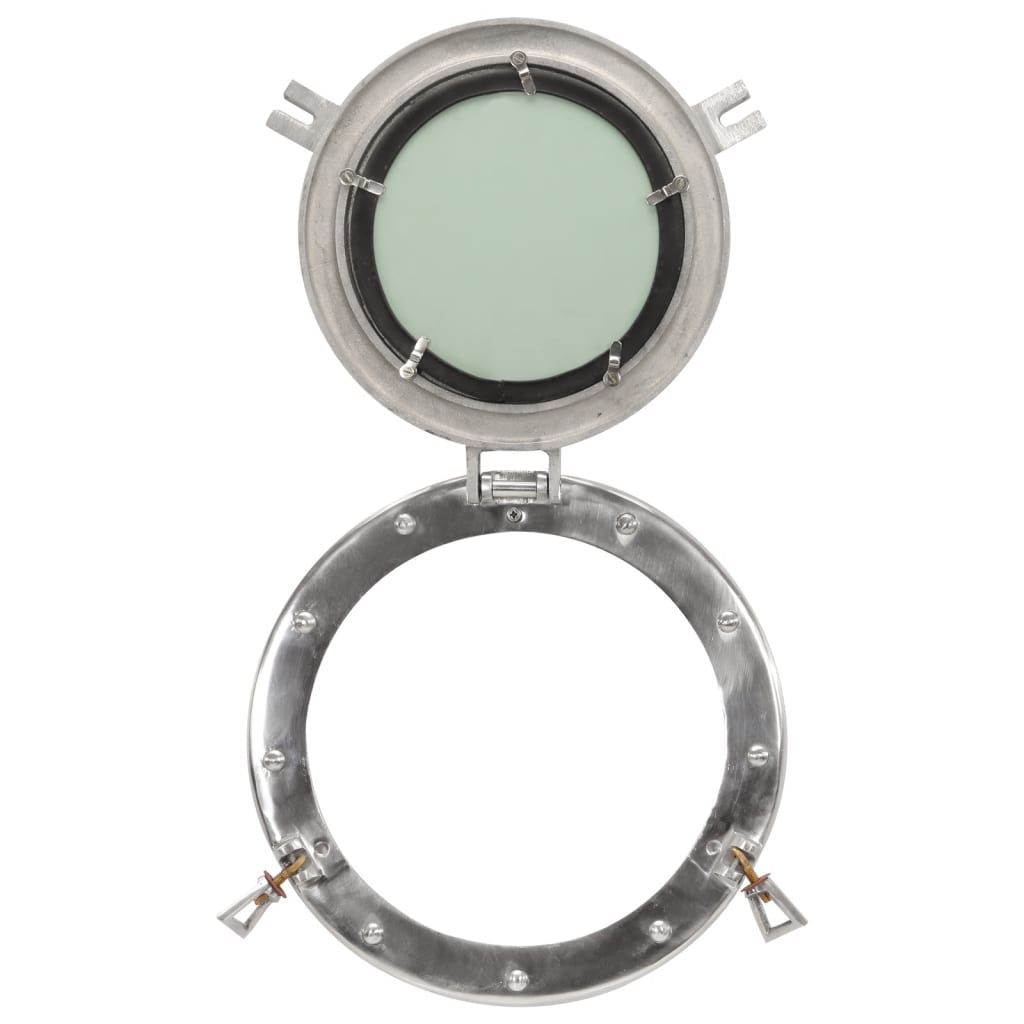 Bullaugen-Spiegel Wandmontage Ø30 cm Aluminium und Glas