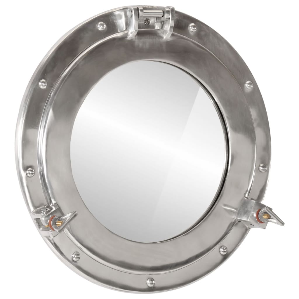 Bullaugen-Spiegel Wandmontage Ø38 cm Aluminium und Glas