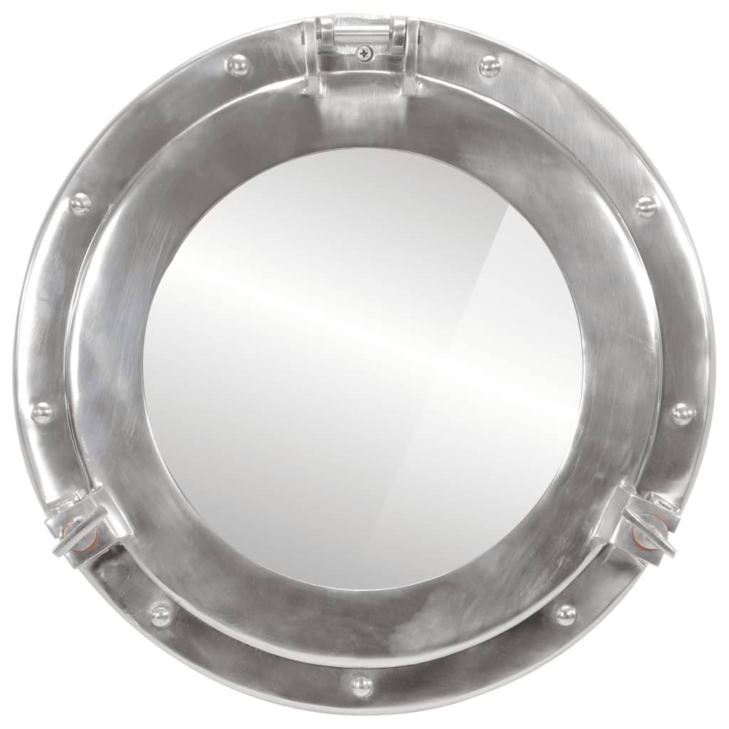 Bullaugen-Spiegel Wandmontage Ø38 cm Aluminium und Glas