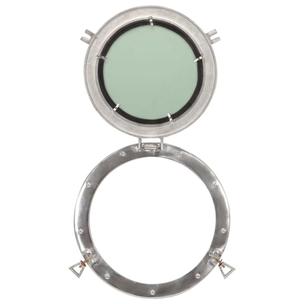 Bullaugen-Spiegel Wandmontage Ø38 cm Aluminium und Glas
