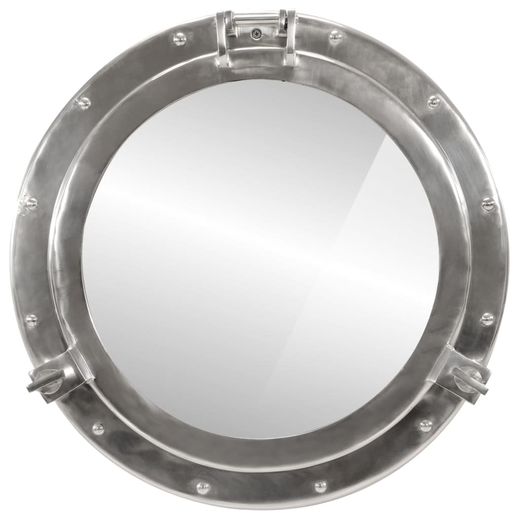 Bullaugen-Spiegel Wandmontage Ø50 cm Aluminium und Glas