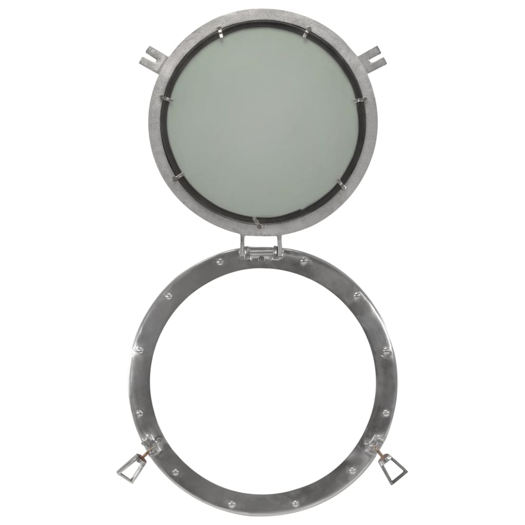 Bullaugen-Spiegel Wandmontage Ø50 cm Aluminium und Glas