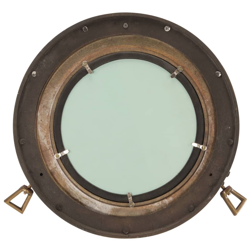 Bullaugen-Spiegel Wandmontage Ø38 cm Aluminium und Glas