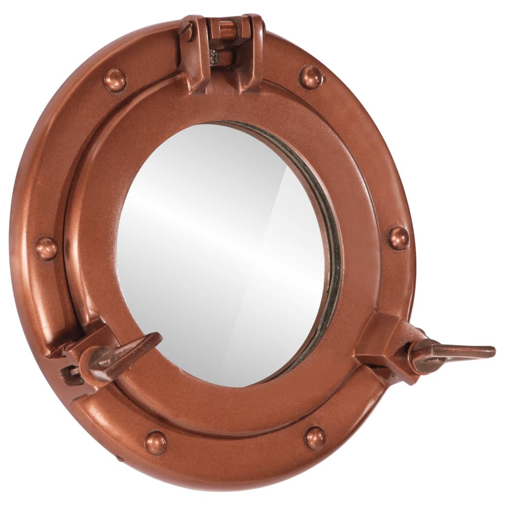 Bullaugen-Spiegel Wandmontage Ø23 cm Aluminium und Glas