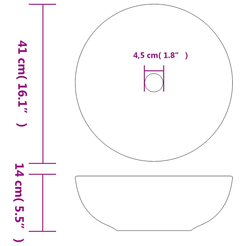 Countertop washbasin multicolored round Ø41x14 cm ceramic