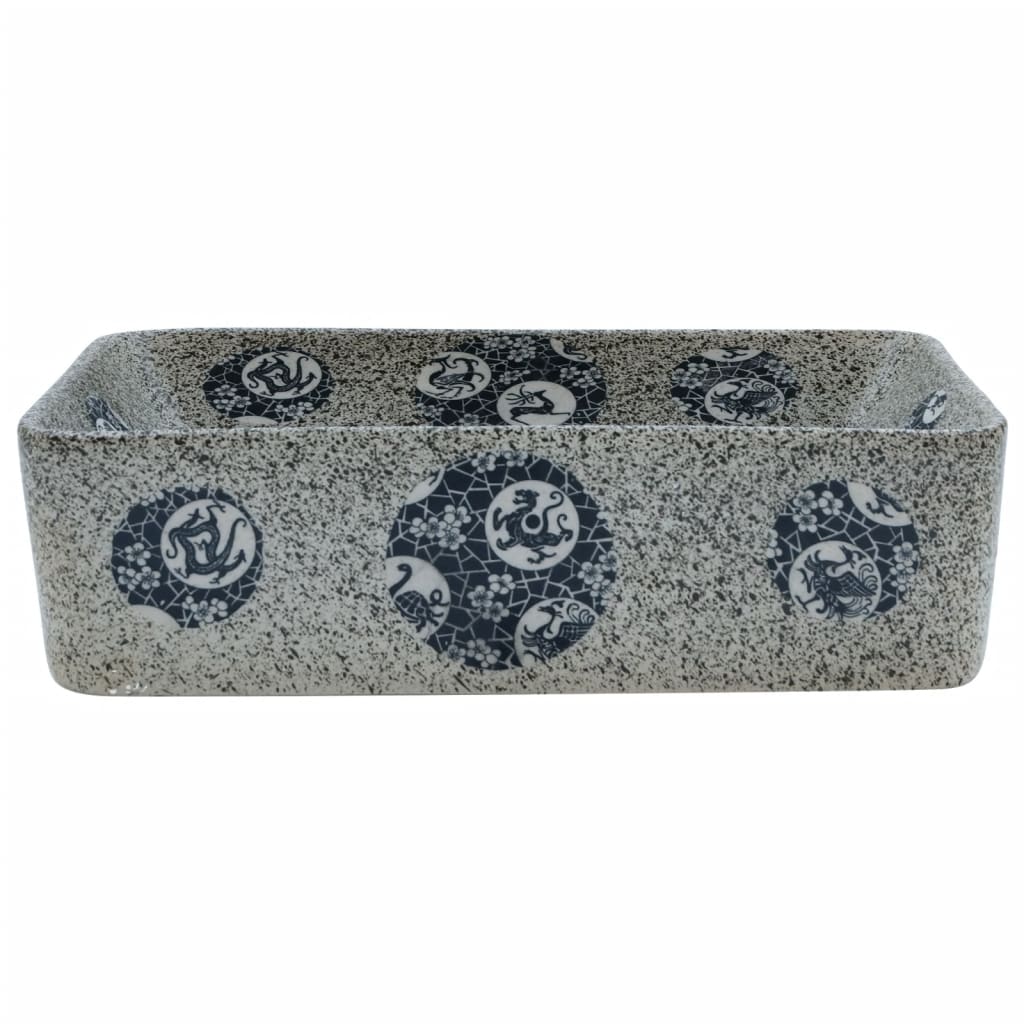 Countertop washbasin multicolored rectangular 46x35.5x13cm ceramic