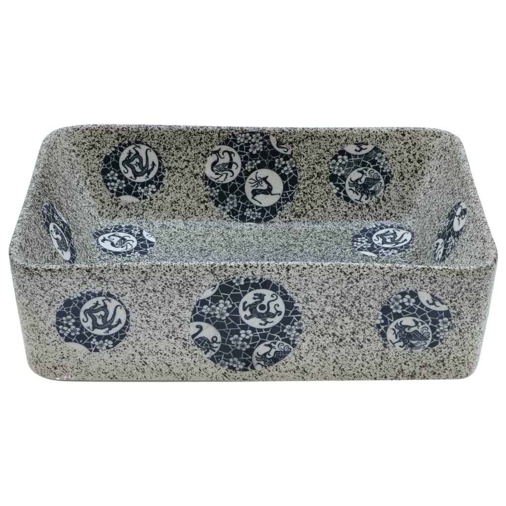 Countertop washbasin multicolored rectangular 46x35.5x13cm ceramic