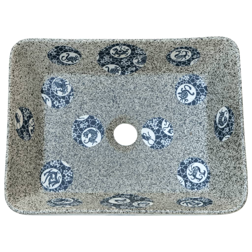 Countertop washbasin multicolored rectangular 46x35.5x13cm ceramic