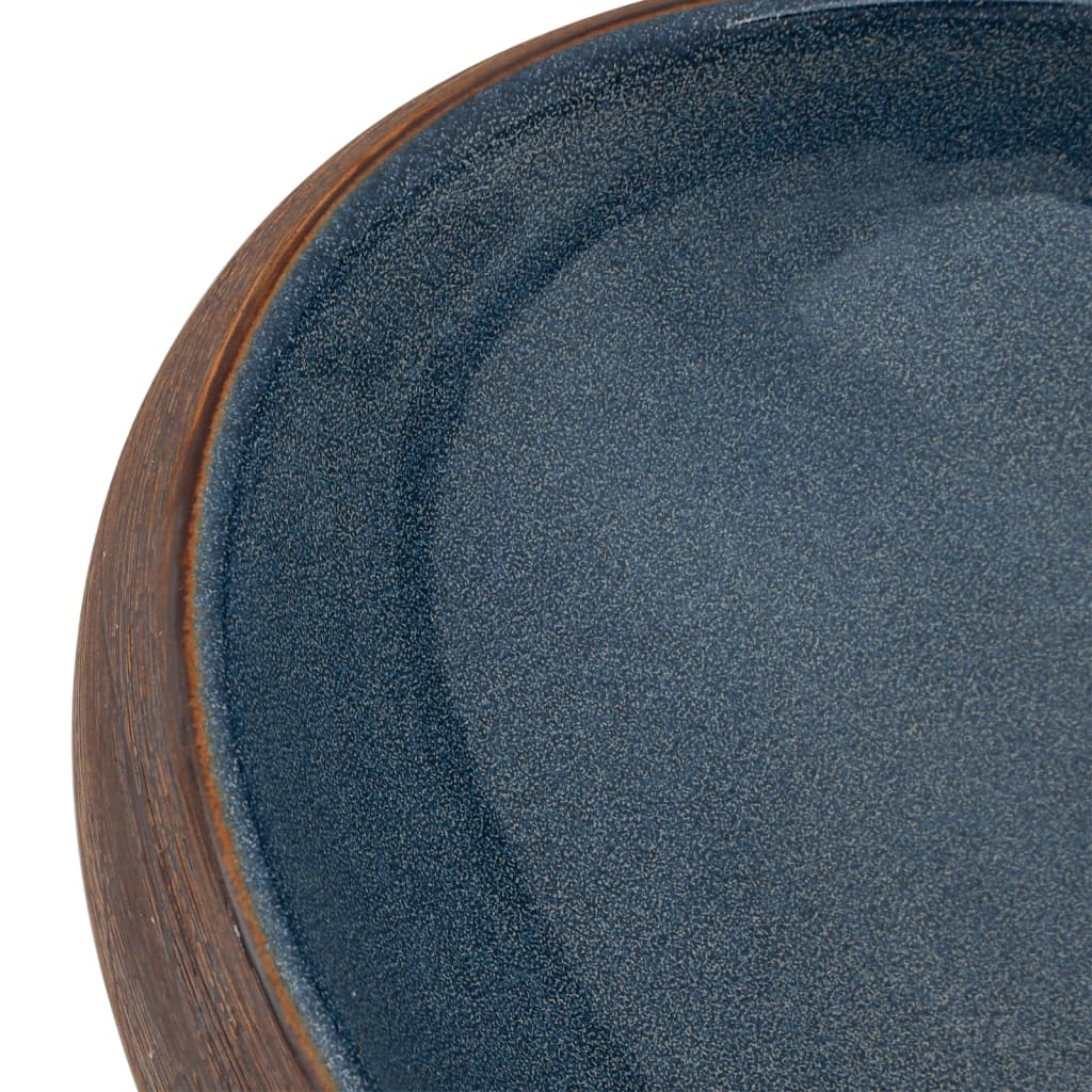 Countertop washbasin brown and blue oval 59x40x15 cm ceramic