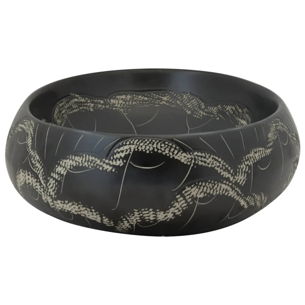 Countertop washbasin black oval 59x40x15 cm ceramic