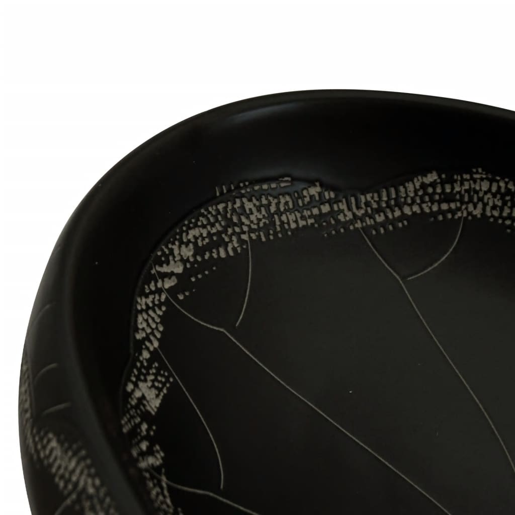 Countertop washbasin black oval 59x40x15 cm ceramic