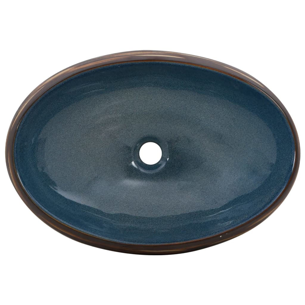 Aufsatzwaschbecken Braun und Blau Oval 59x40x15 cm Keramik