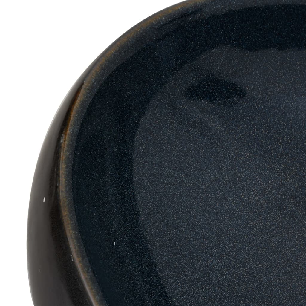 Countertop washbasin black and blue oval 59x40x15 cm ceramic
