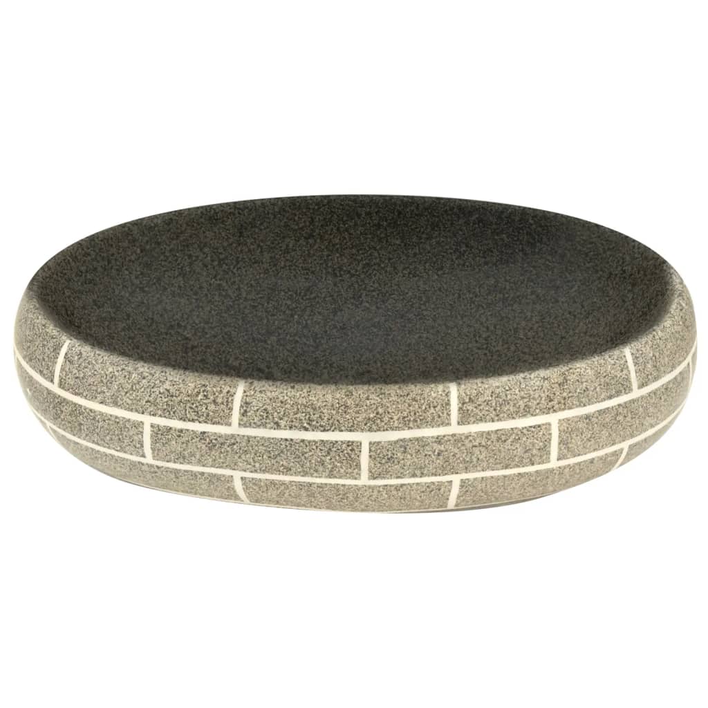 Countertop washbasin multicolored oval 59x40x15 cm ceramic