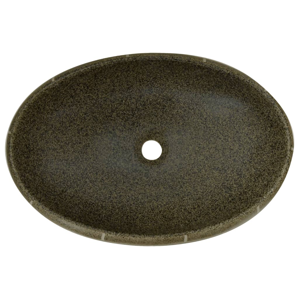 Countertop washbasin multicolored oval 59x40x15 cm ceramic