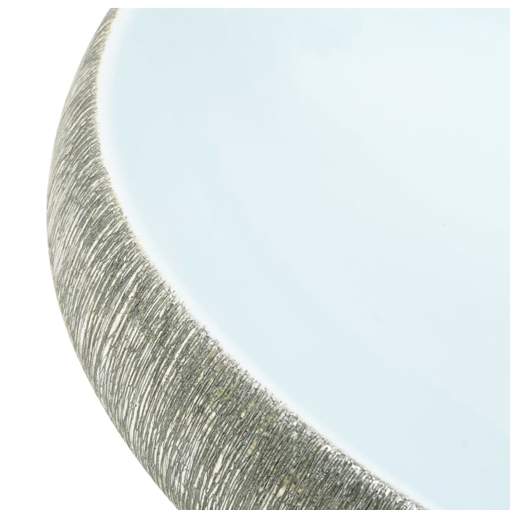 Countertop washbasin grey and blue oval 59x40x15 cm ceramic