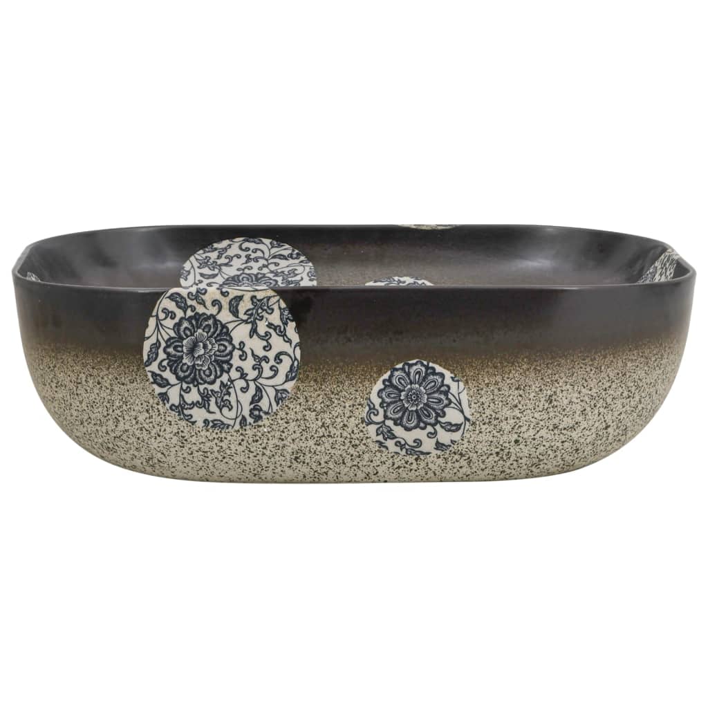 Countertop washbasin multicolored rectangular 48x37.5x13.5cm ceramic