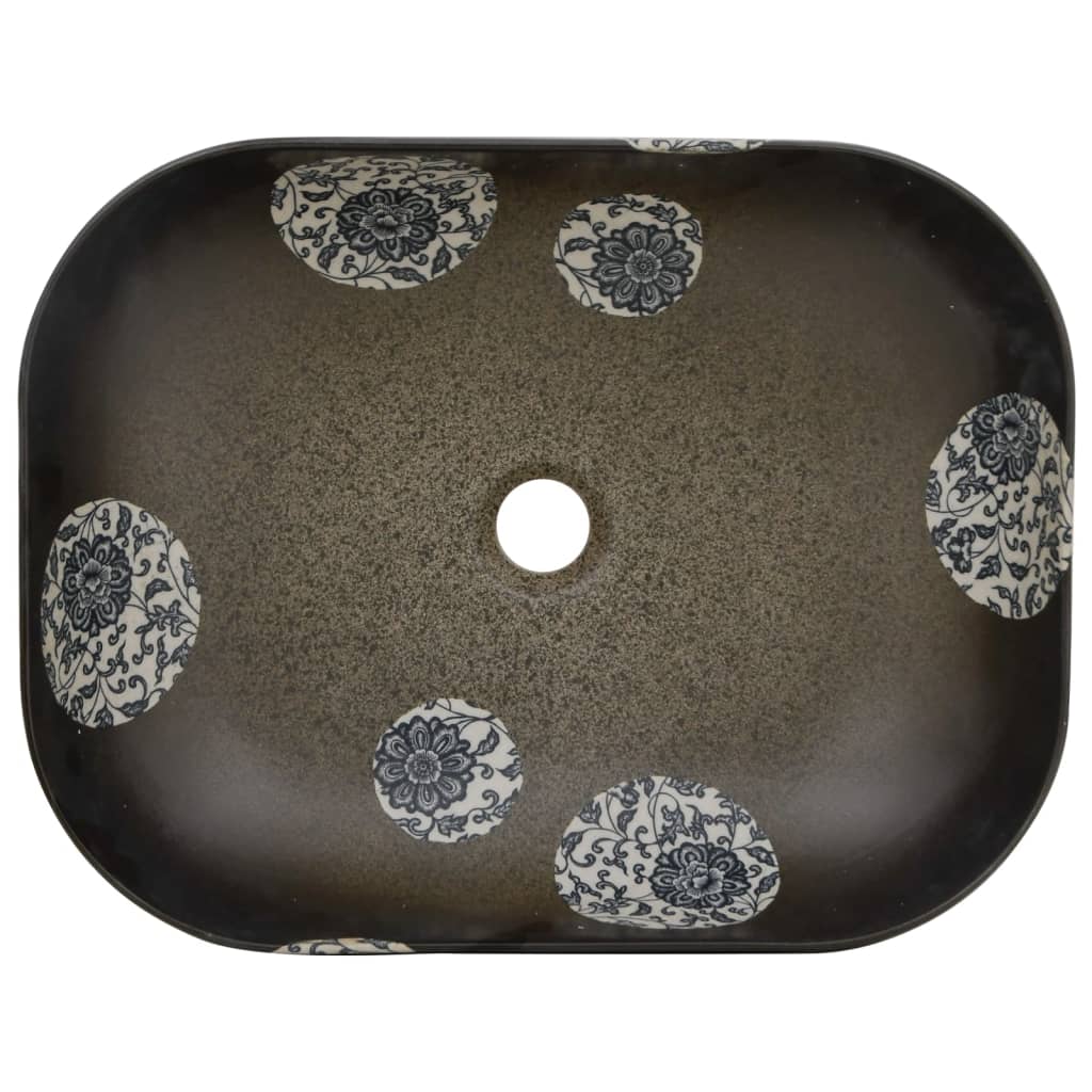Countertop washbasin multicolored rectangular 48x37.5x13.5cm ceramic