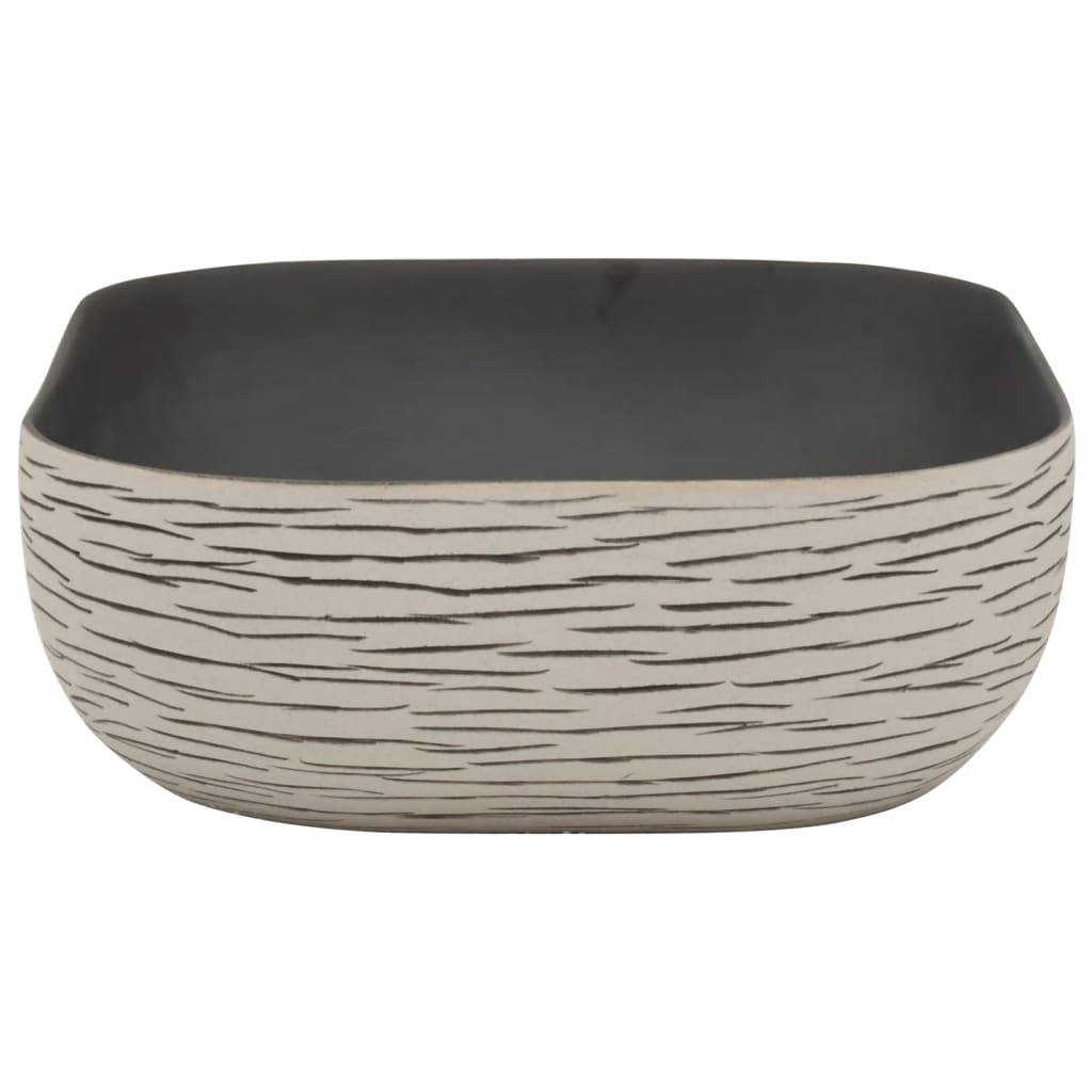Countertop washbasin grey black rectangle 48x37.5x13.5cm ceramic