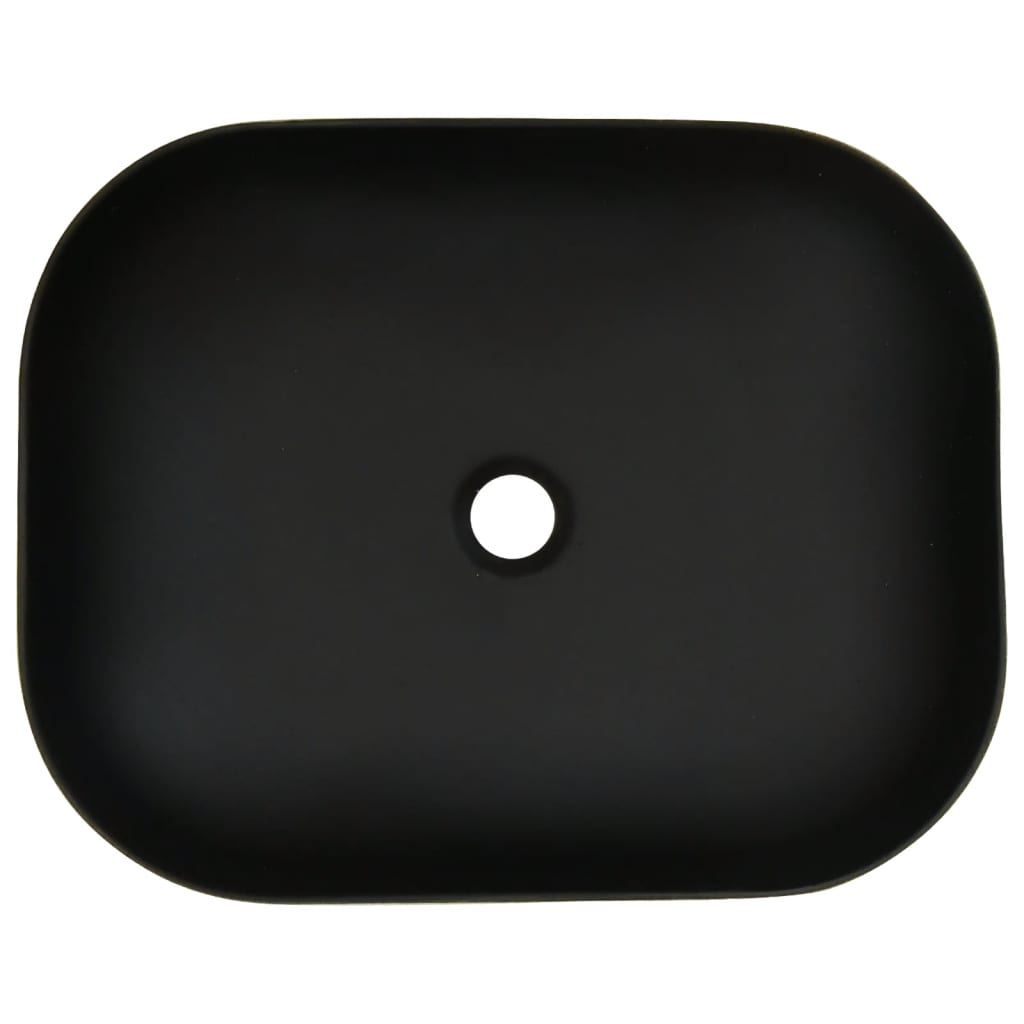 Countertop washbasin grey black rectangle 48x37.5x13.5cm ceramic
