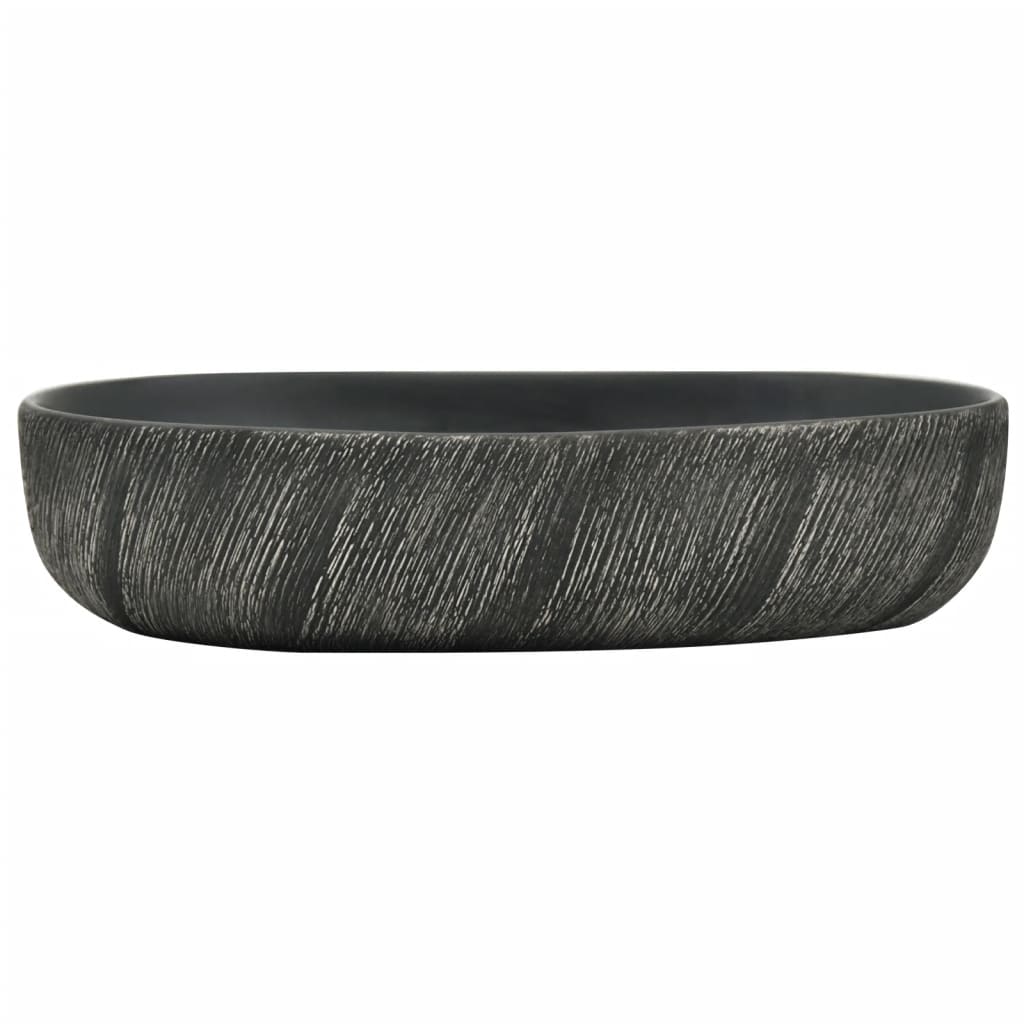 Countertop washbasin black oval 59x40x14 cm ceramic