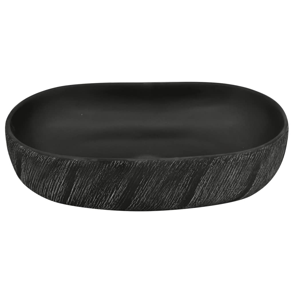 Countertop washbasin black oval 59x40x14 cm ceramic