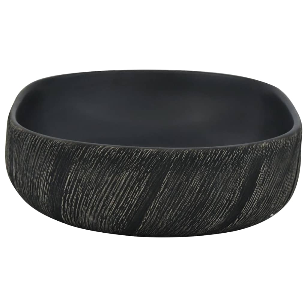 Countertop washbasin black oval 59x40x14 cm ceramic
