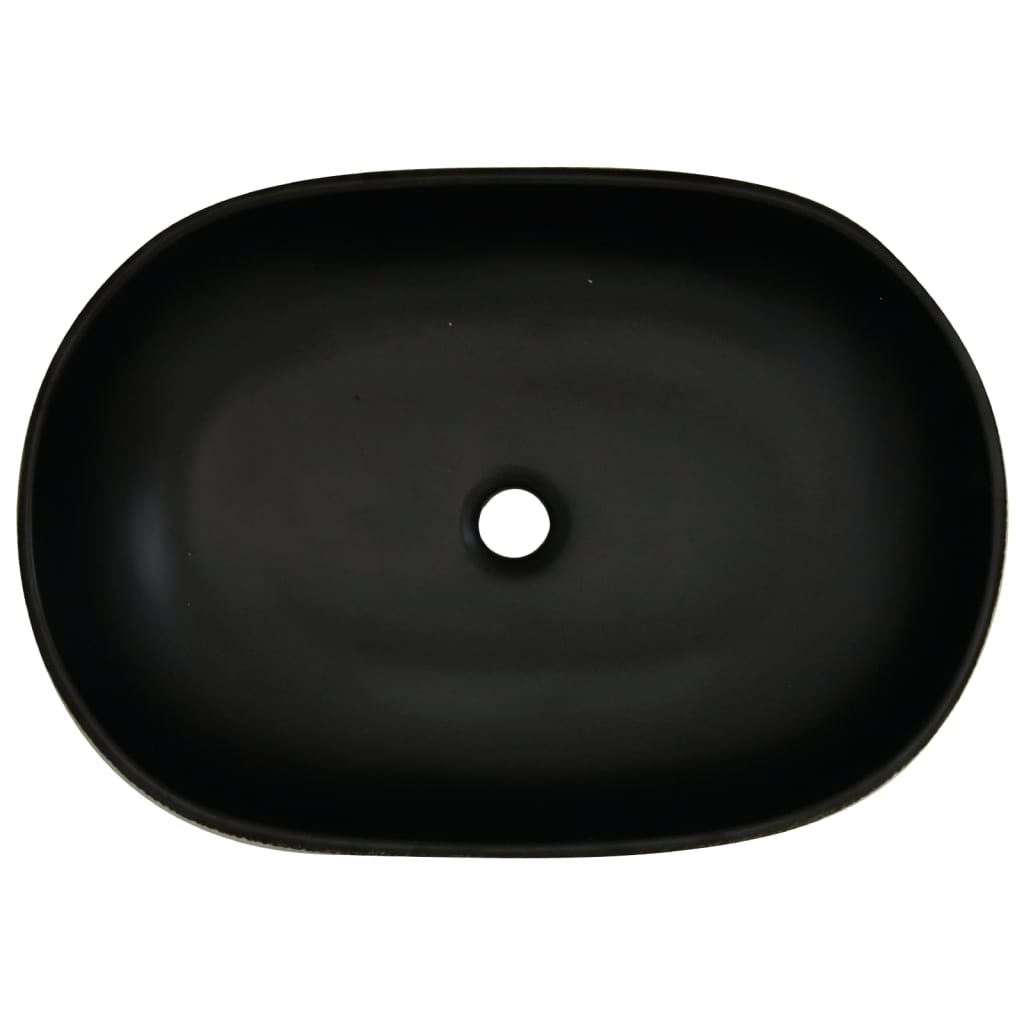 Countertop washbasin black oval 59x40x14 cm ceramic