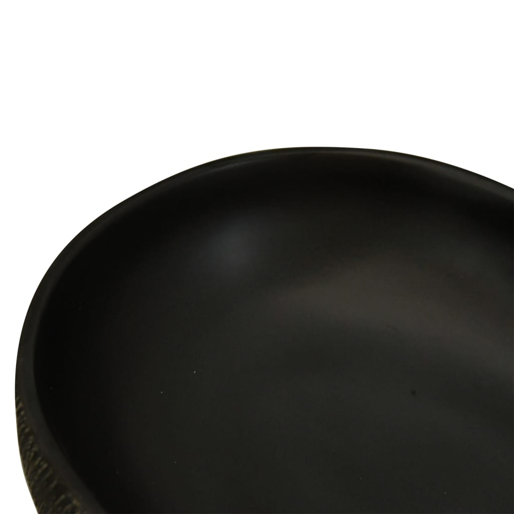 Countertop washbasin black oval 59x40x14 cm ceramic