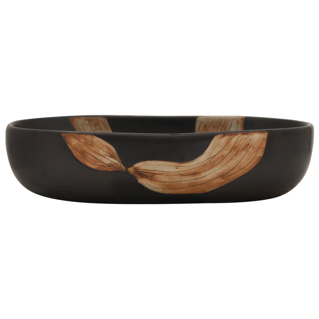 Countertop washbasin black oval 59x40x14 cm ceramic